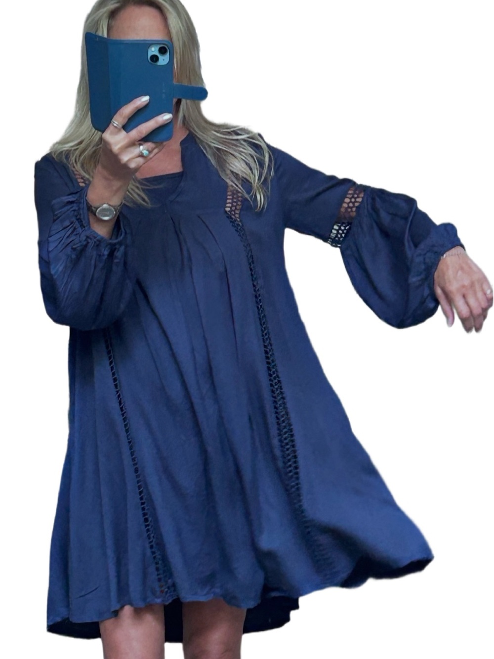 Solitaire babydoll Navy Blue Boho Mini Dress